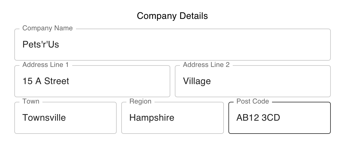 company details screenshot