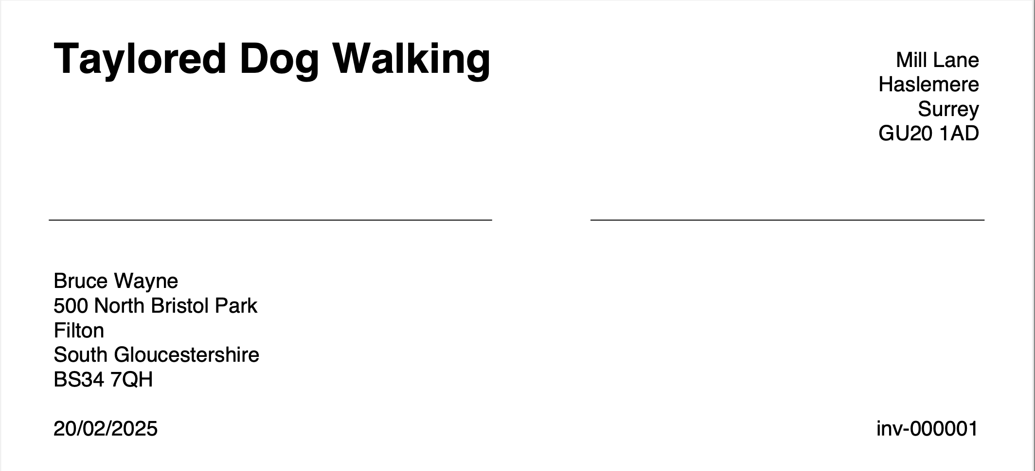 invoice company address screenshot