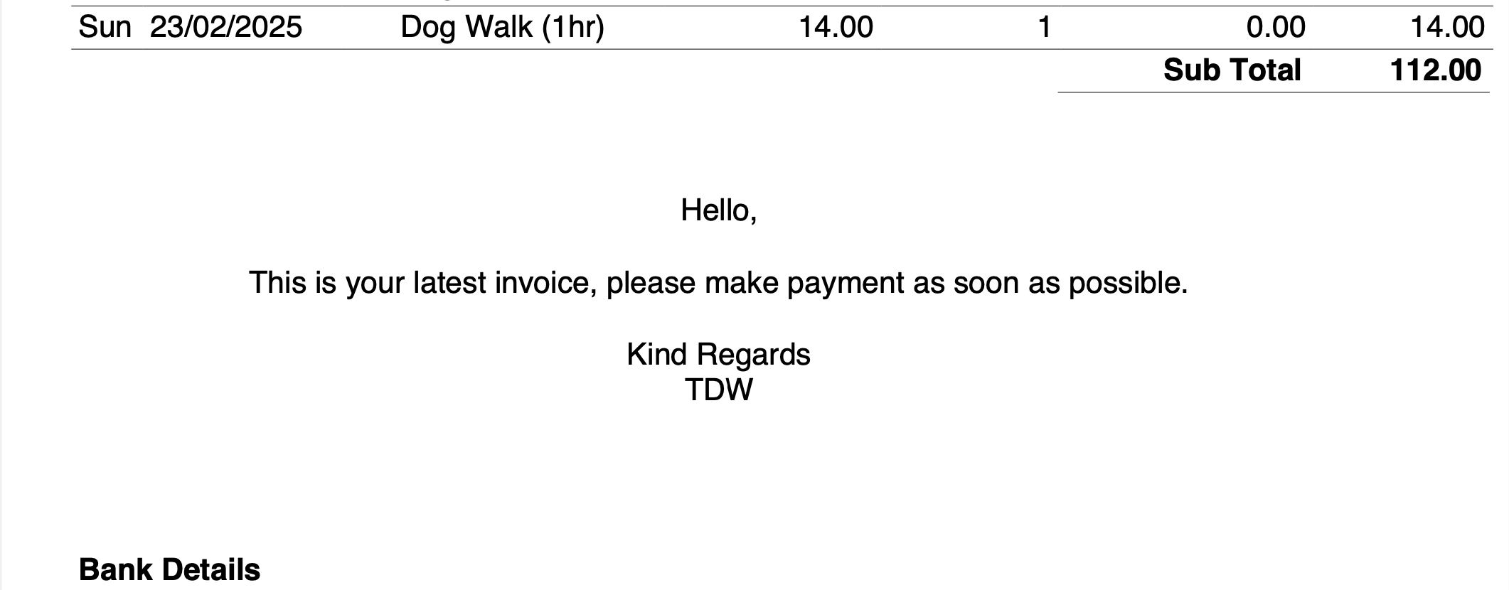 invoice text screenshot